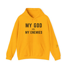 Load image into Gallery viewer, My God vs My Enemies Sweatshirt, Black Spiritual Strength Pullover,