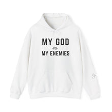 Load image into Gallery viewer, My God vs My Enemies Sweatshirt, Black Spiritual Strength Pullover,