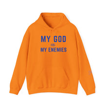 Load image into Gallery viewer, My God vs My Enemies Blue Sweatshirt, Spiritual Strength Pullover