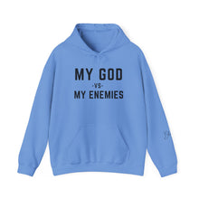 Load image into Gallery viewer, My God vs My Enemies Sweatshirt, Black Spiritual Strength Pullover,