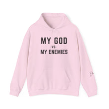 Load image into Gallery viewer, My God vs My Enemies Sweatshirt, Black Spiritual Strength Pullover,