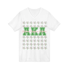 Load image into Gallery viewer, AKA Silver Star | Green Pink Sorority V-Neck