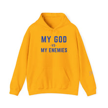 Load image into Gallery viewer, My God vs My Enemies Blue Sweatshirt, Spiritual Strength Pullover