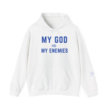 Load image into Gallery viewer, My God vs My Enemies Blue Sweatshirt, Spiritual Strength Pullover