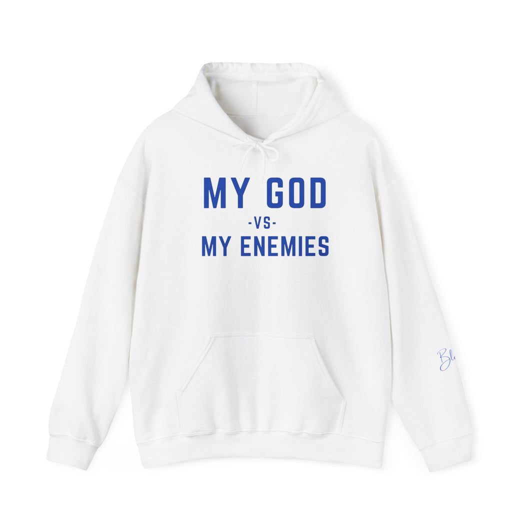 My God vs My Enemies Blue Sweatshirt, Spiritual Strength Pullover